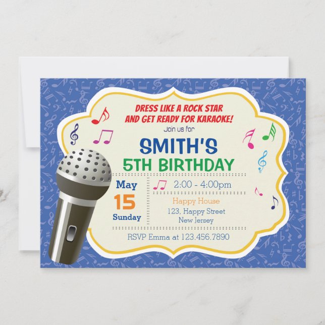 Karaoke Birthday Invitation (Front)