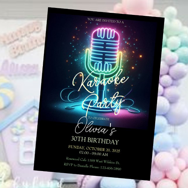 Karaoke Birthday Party Invitation (Creator Uploaded)