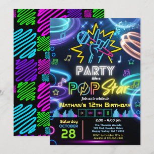 Karaoke Birthday Party like a Pop Star Invitation