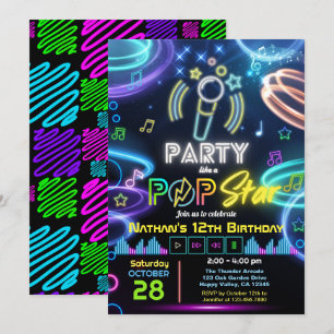 Karaoke Birthday Party like a Pop Star Invitation