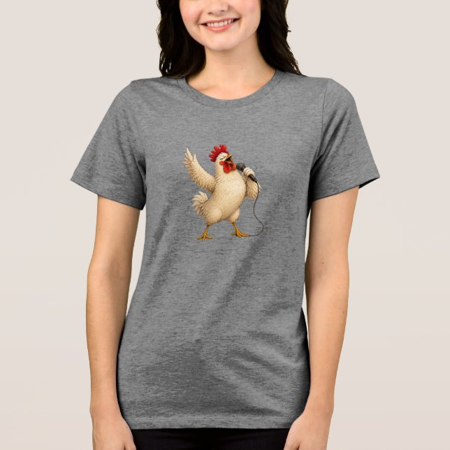 KARAOKE CHICKEN Tri-Blend SHIRT (Front)