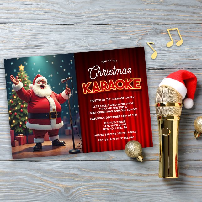 Karaoke Christmas Holiday Party Invitation (Creator Uploaded)