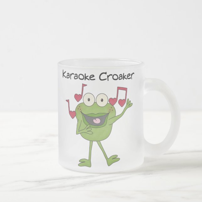 Karaoke Croaker Frosted Glass Coffee Mug (Right)