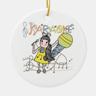 Karaoke Girl Ceramic Tree Decoration