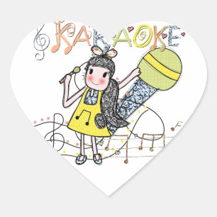 Karaoke Girl Heart Sticker