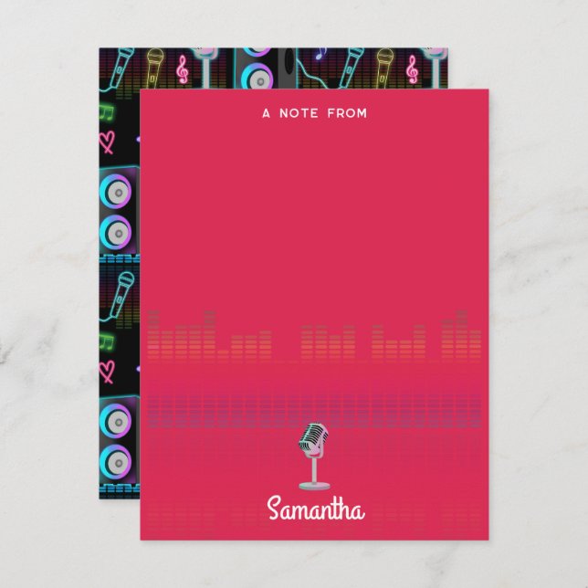 Karaoke Glow Singing Music Custom Name Card (Front/Back)