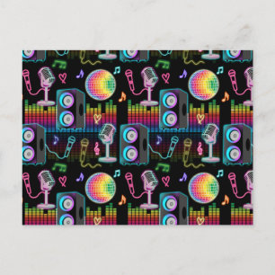 Karaoke Glow Singing Music Party Holiday Postcard