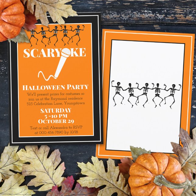 Karaoke Halloween Party Skeletons Custom Invitation (Creator Uploaded)