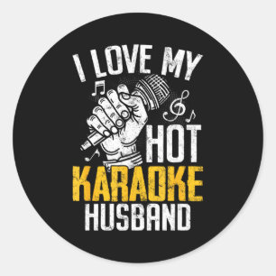 Karaoke Husband Bar Microphone Music Classic Round Sticker