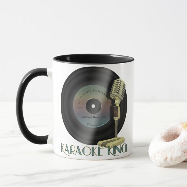 Karaoke King Personalised Drinkware Mug (With Donut)