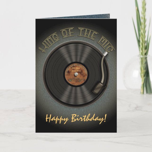 Karaoke LP Vinyl Record Greetings Card (Front)
