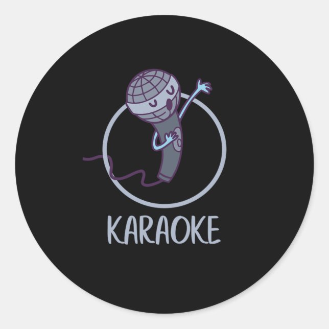 Karaoke Mic Singing Music Microphone Music Gift Classic Round Sticker (Front)
