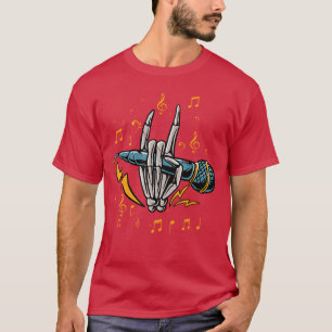 Karaoke Microphone Singer Music Singing Bar Skelet T-Shirt