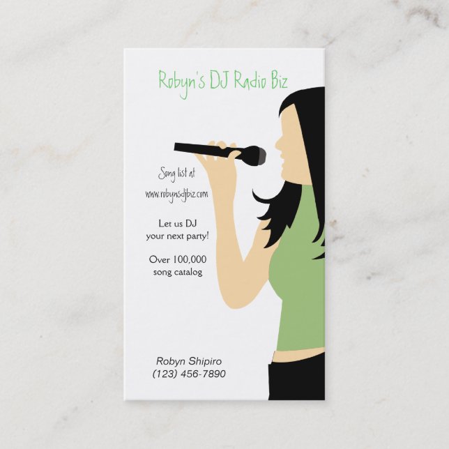 Karaoke Music DJ Service Business Card (Front)