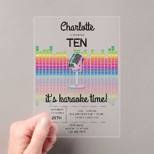 Karaoke Neon Glow Singing Music Party Birthday Acrylic Invitations