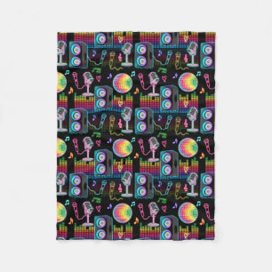 Karaoke Neon Glow Singing Music Party Fleece Blanket
