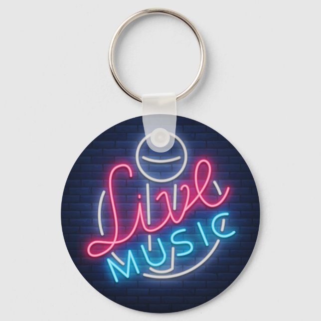 Karaoke Neon Lighting Curved Word  Art Word Text Key Ring (Front)