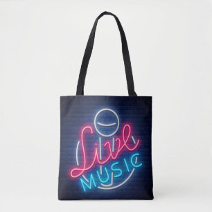 Karaoke Neon Lighting Curved Word Art Word Text Tote Bag