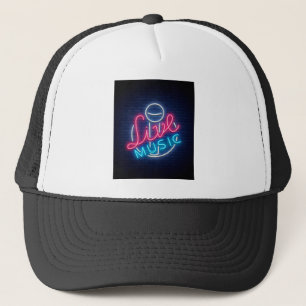 Karaoke Neon Lighting Curved Word Art Word Text Trucker Hat
