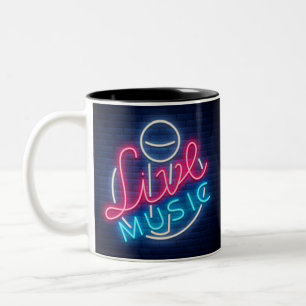 Karaoke Neon Lighting Curved Word Art Word Text Two-Tone Coffee Mug