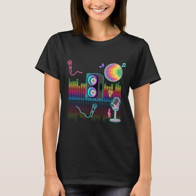 Karaoke Neon Singing Music Party T-Shirt (Front)