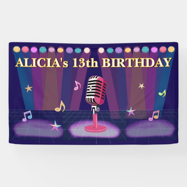 Karaoke Night 13th birthday party Banner (Horizontal)