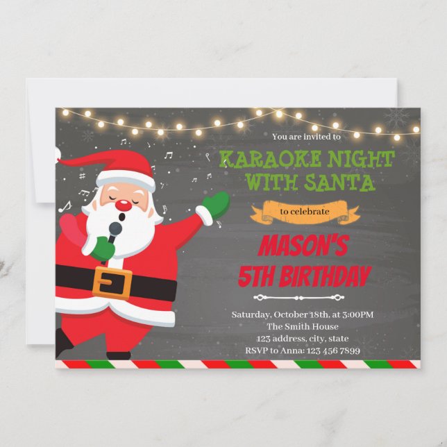 Karaoke night with Santa theme Invitation (Front)