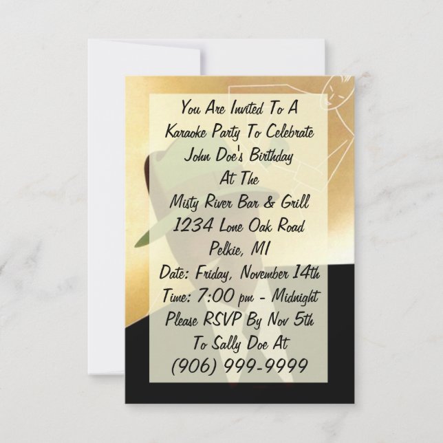 Karaoke Party clubbing Night Out Invite Invitation (Front)