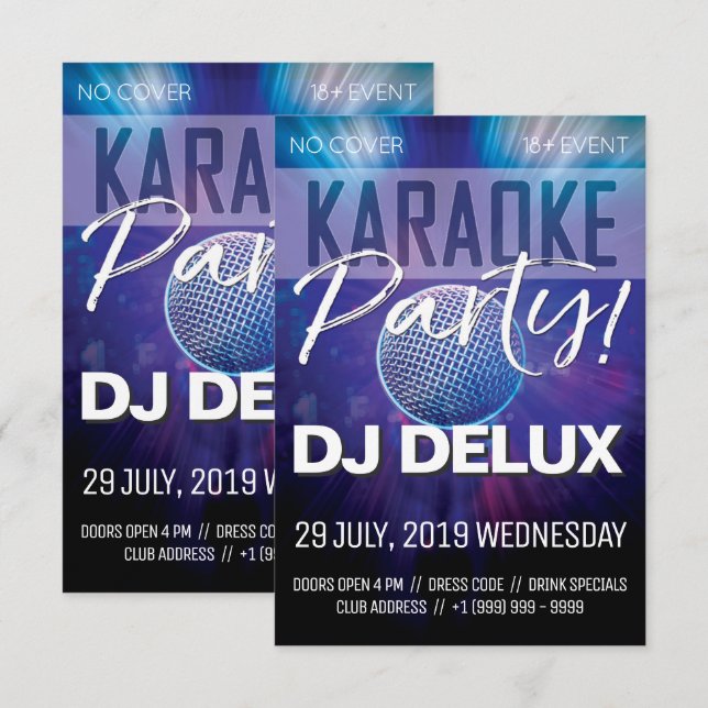 Karaoke Party | DJ | Club Flyer Invitation (Front/Back)