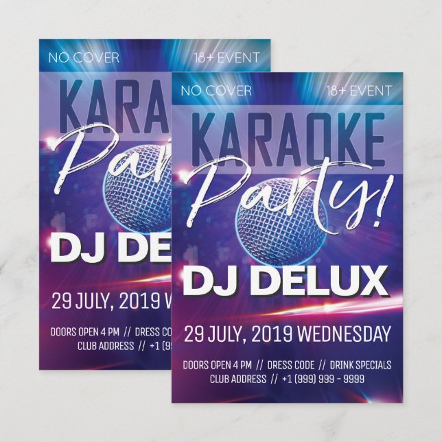 Karaoke Party | DJ | Club Flyer Invitation (Front/Back)