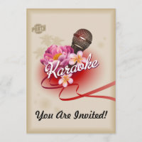 Karaoke Party Invitation Microphone Sing Song Card