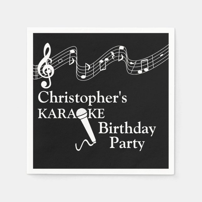 Karaoke Party Musical Scale Microphone  Napkin (Front)