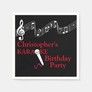 Karaoke Party Musical Scale Microphone Red Napkin