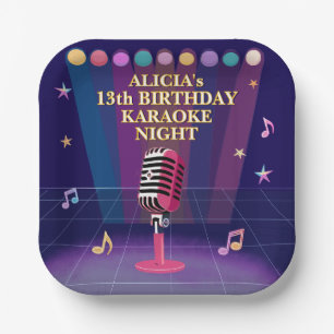 Karaoke party pop stars birthday teenager paper plate