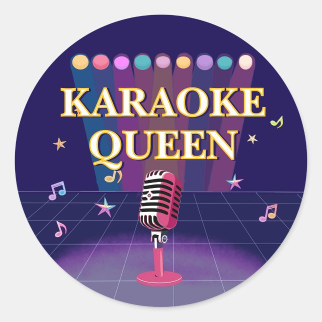 Karaoke party teens birthday classic round sticker (Front)
