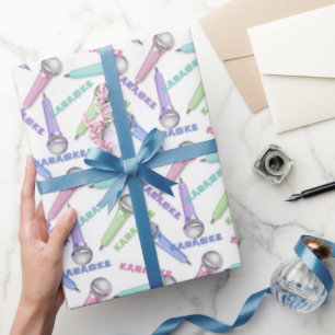 Karaoke pattern cool party music wrap wrapping paper