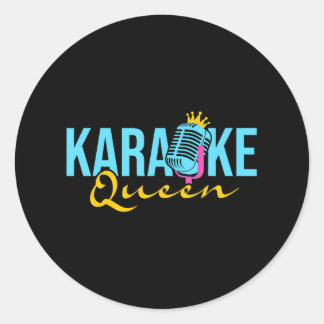 Karaoke Queen Microphone Singing Music Lover Classic Round Sticker