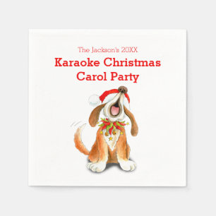 Karaoke singing dog Christmas caroling party Napkin