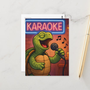 Karaoke Singing Turtle Postcard