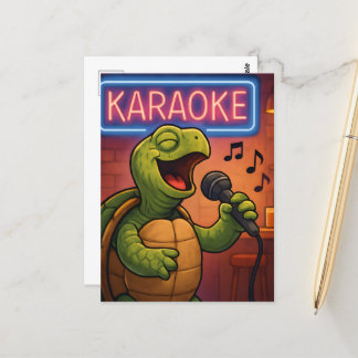 Karaoke Singing Turtle Postcard