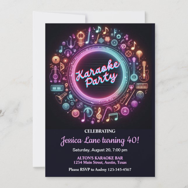 Karaoke Surprise Birthday Invitation (Front)