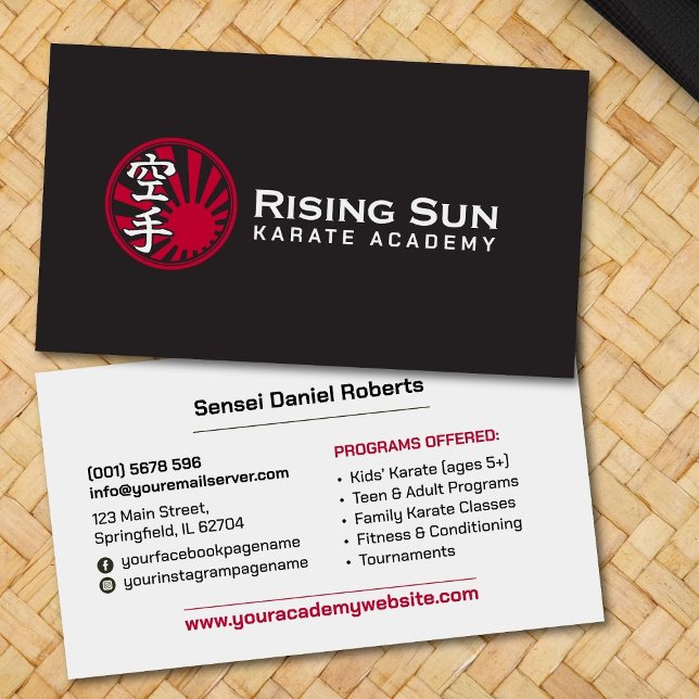 Karate Academy - Rising Sun Kanji Business Card (Creator Uploaded)