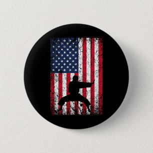 Karate American Flag 4th Of July Martial Arts For  6 Cm Round Badge