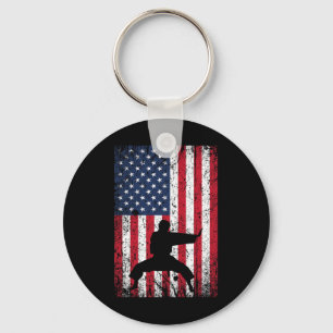 Karate American Flag 4th Of July Martial Arts For  Key Ring