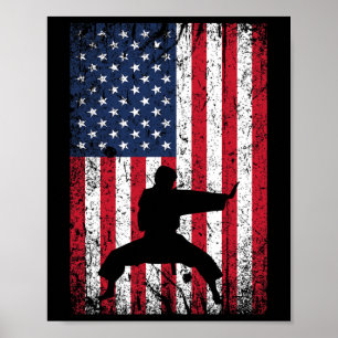 Karate American Flag 4th Of July Martial Arts For Poster