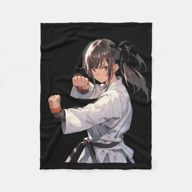 Karate Anime Girl Taekwondo Fighter Martial Arts  Fleece Blanket (Front)