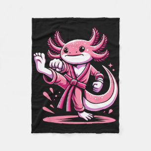 Karate Axolotl Martial Arts Taekwondo Kickboxing F Fleece Blanket