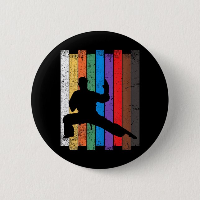 Karate Bel Karate Silhouette Martial Arts 6 Cm Round Badge (Front)