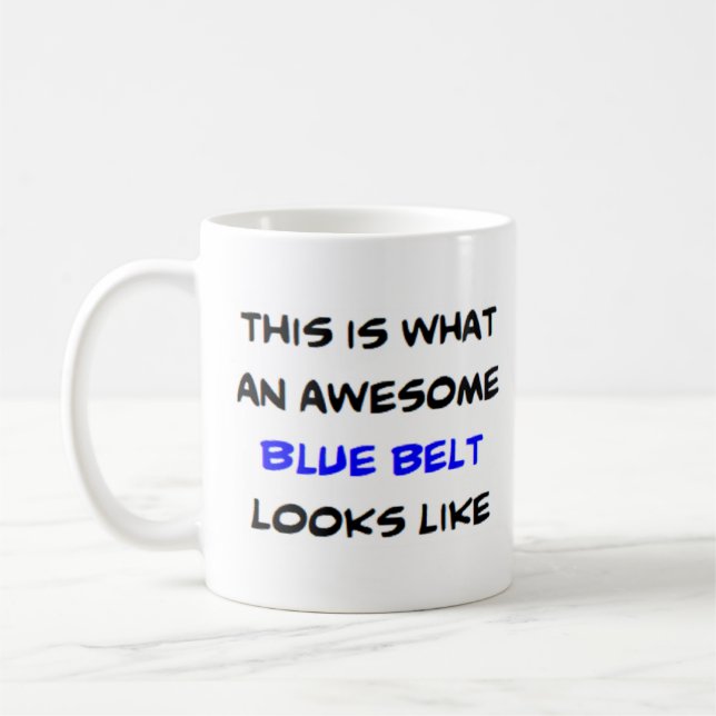 karate belt blue, awesome coffee mug (Left)