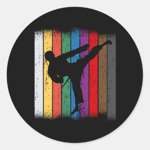 Karate Belt Colors Silhouette Classic Round Sticker